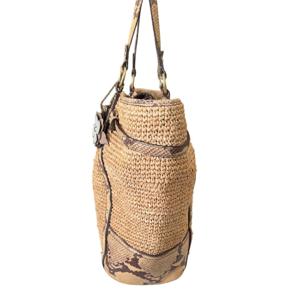 Coach Natalie Straw and Python Embossed Leather T… - image 4